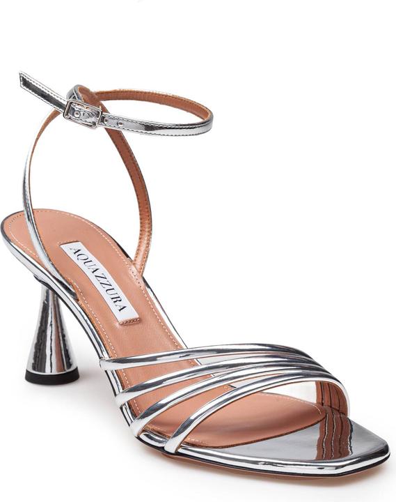 Aquazzura Aquazzurra latour 75 sandal in mirror-effect leather color silver (36)