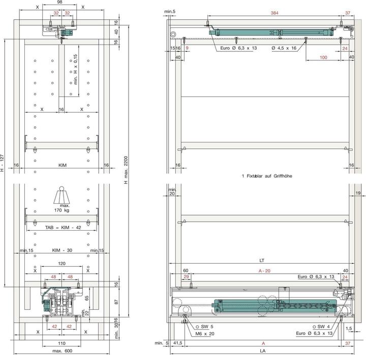 Actual product image HAWA Tall cabinet front full extension -FORTE for wooden structures