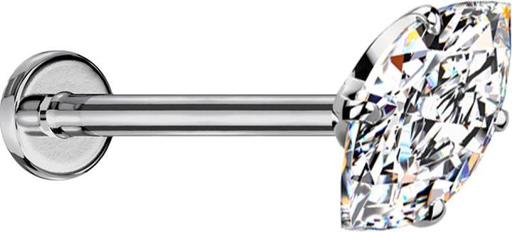 Produktbild Star Piercing Micro Threadless Labret silber mit Oval Kristall silber gefasst (ohne Messing, Titan G23)