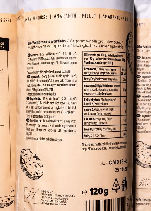 Produktbild KoRo Bio Vollkorn Reiswaffeln mit Amaranth und Hirse (1440 g)