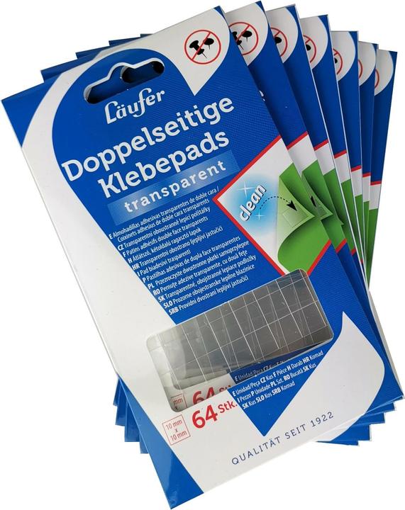 Produktbild Läufer Klebepad Doppelseitig, 10 mm x 10 mm, 64 Stück