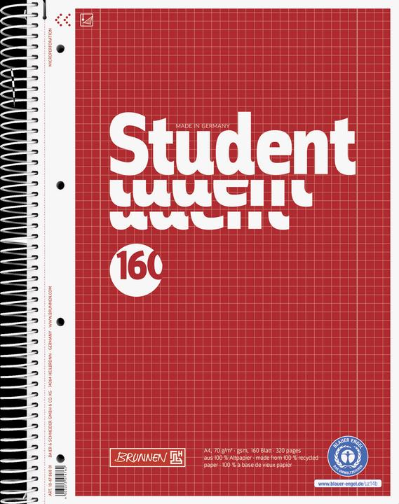Productafbeelding Collegeblock Student A4 70g/m² 160 vellen RC liniaal 28 (A4, Gecontroleerd)