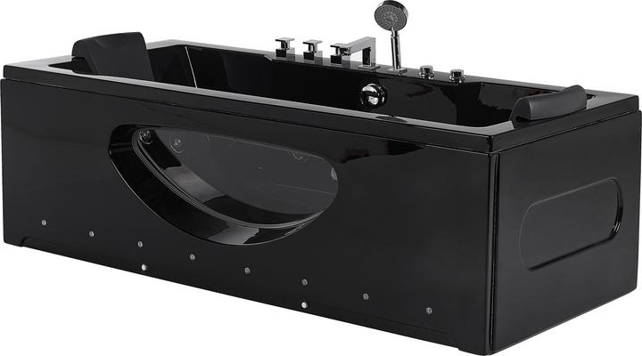 Produktbild Beliani Whirlpool Badewanne schwarz rechteckig mit LED 170 x 80 cm HAWES (197 l, 80 cm, 80 cm)