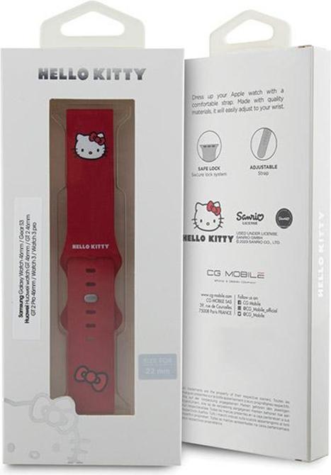 Actual product image Hello Kitty Pasek Uniwersalny HKUWLSCHBLR Silicone Kitty Head czerwony/red 22mm (22 mm, Silicone, Stainless steel)
