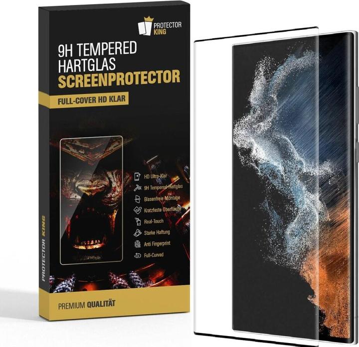 Produktbild Protectorking 3x echtes Tempered 9H Panzerhartglas 3D KLAR (3 Stück, Samsung Galaxy S22 Ultra)