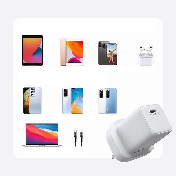 Produktbild Joyroom wall travel charger USB Type C / USB 30W Power Delivery Quick Charge 4,5A (UK plug) white (L (30 W)