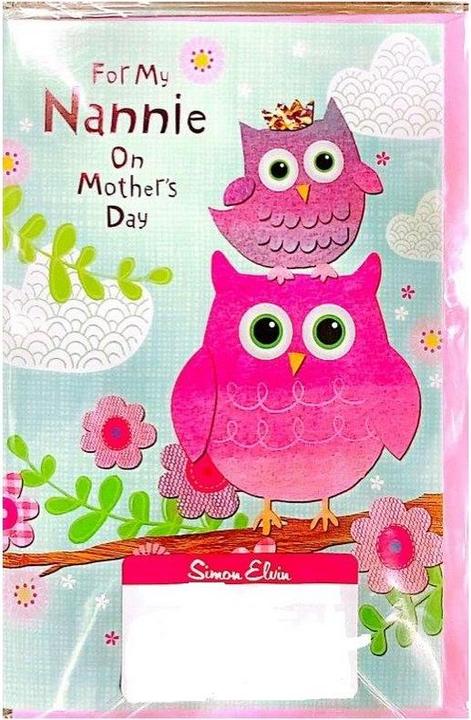 Produktbild Simon Elvin Eule Grusskarte For My Nannie Muttertag 6erPack Karton (6 Stk.)