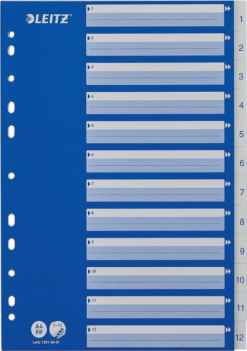 Produktbild Leitz PP-Register mit blauem Deckblatt, diverse Ausführungen, einzeln
