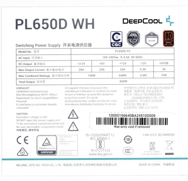 Produktbild Deepcool "650W PL650-D White" (650 W)