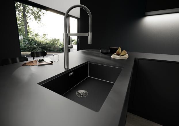 Image du produit Blanco CULINA-S II acier foncé satiné | Haute pression | Avec tuyau rétractable | Changement d'eau claire