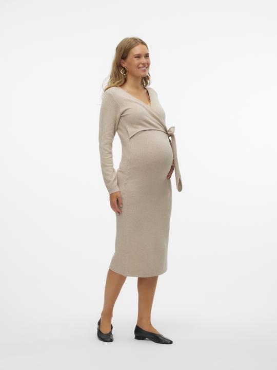 Actual product image Mamalicious Regular fit V-neckline Ribbed cuffs Narrow sleeves Midi dress Knitted dress (XL)