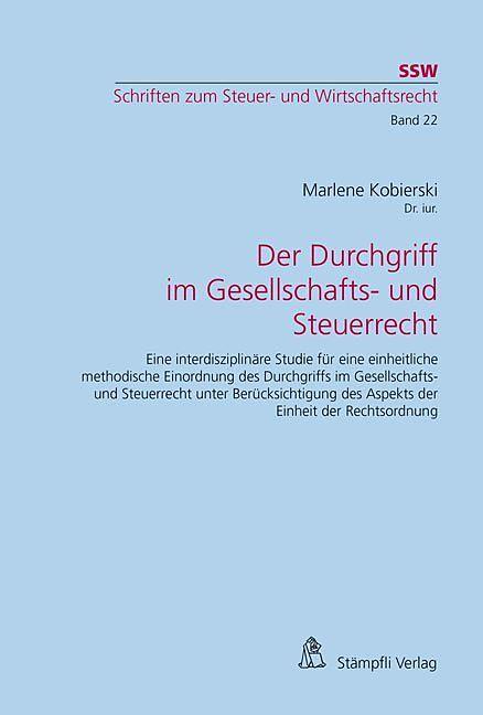 Actual product image Der Durchgriff im Gesellschafts- und Steuerrecht (German, Marlene Kobierski, 2012)