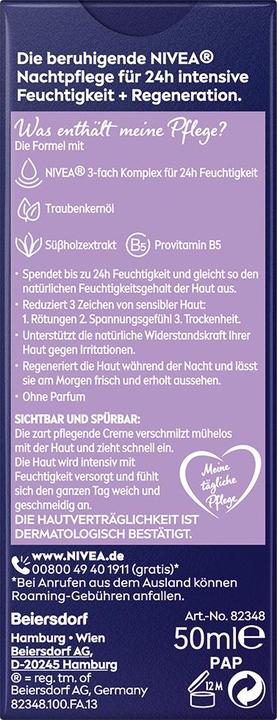 Nährwerte und Zutaten NIVEA Nachtcreme (50 ml, Nachtcreme, Bis SPF 10)