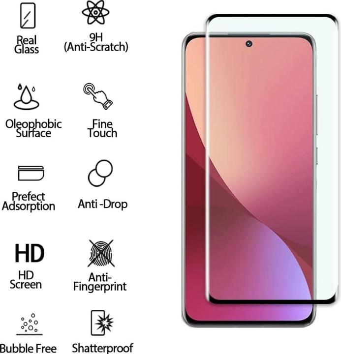 Produktbild Screenguard Xiaomi 12 Full Screen Panzerglas Schutzfolie 2.5D 9H (1 Stück, Xiaomi 12)