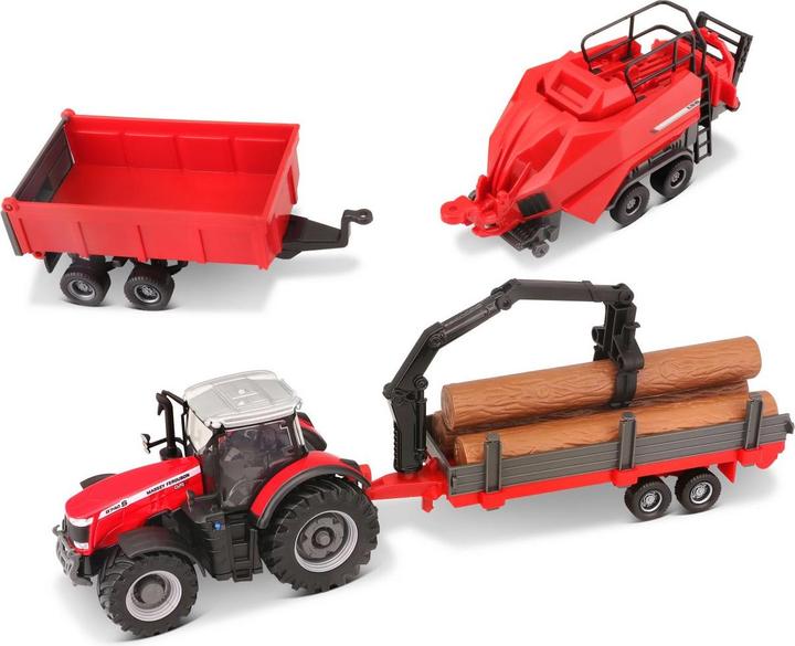 Immagine prodotto Bburago Set di trattori Massey Ferguson con rimorchio