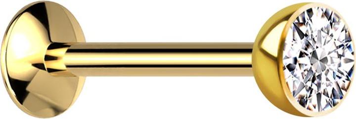 Star Piercing Micro Innengewinde Labret UFO vergoldet Halbkugel mit Kristall silber (ohne Messing, Titan G23)