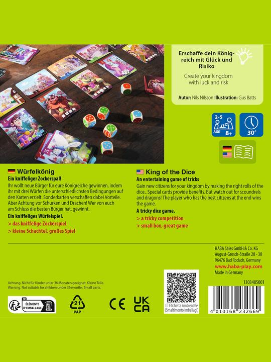 Nutritional values and ingredients Haba King of Dice (German, English)