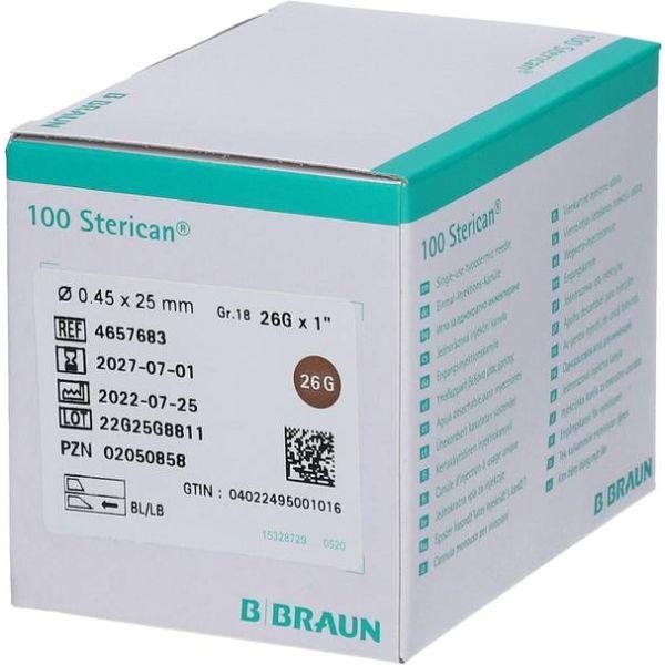 Image du produit B.Braun Aiguille 26G 0.45 x 25mm brun Luer, 100 pièces