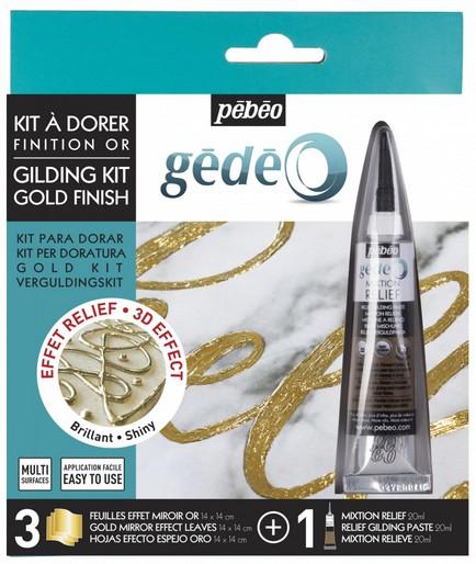Image du produit Pebeo Kit à Dorer 3 Feuilles Effet Miroir Or + Mixtion Relief (Or, 20 ml)