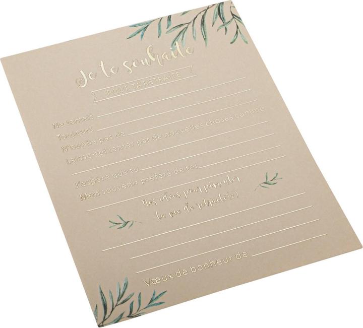 Actual product image Artifete Retirement greeting cards olive leaves and gold (8 pieces)
