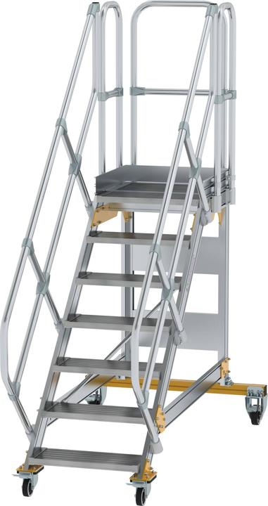 Produktbild Munk Plattformtreppe 45° fahrbar Stufenbreite 600 mm 7 Stufen Aluminium geriffelt (Plattformleiter, 60 cm)