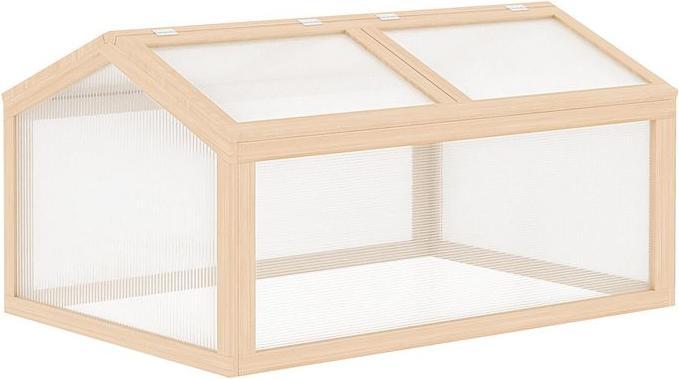 Produktbild Swisshandel24 Frühbeet Gewächshaus Treibhaus Frühbeetkasten Pflanzenbeet mit Abdeckung aus Holz und Polycarbonat w