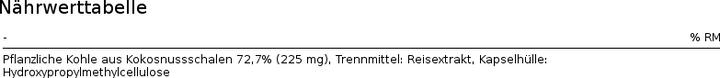 Nährwerte und Zutaten Phytopharma Kohle Kaps (30 Stück, Kapseln, 30 g)