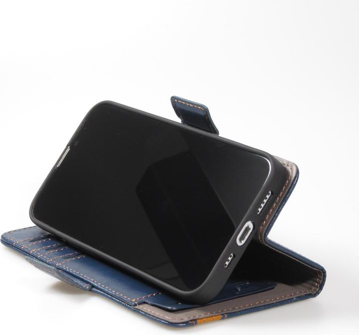 Produktbild PhoneLook Leder Tasche Flip Wallet mit Akzentstreifen & Kartenhalter (Apple iPhone 13 Pro)
