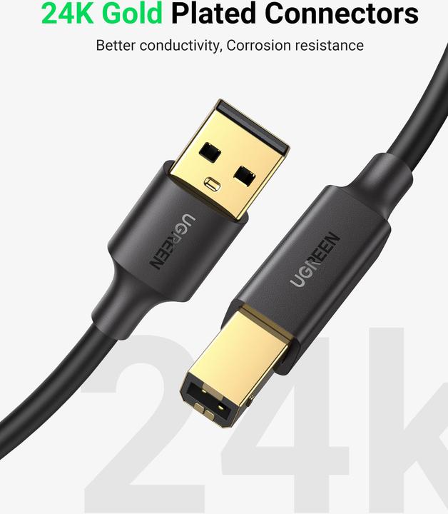 Actual product image Ugreen USB A — USB B (3 m, USB 2.0)