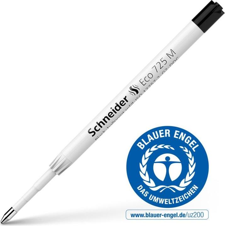 Produktbild Schneider Kugelschreibermine ECO 725, Strichbreite M, Gehäuse 95 % recycelter Kunststoff, schwarz... (Ersatzmine, Schwarz)