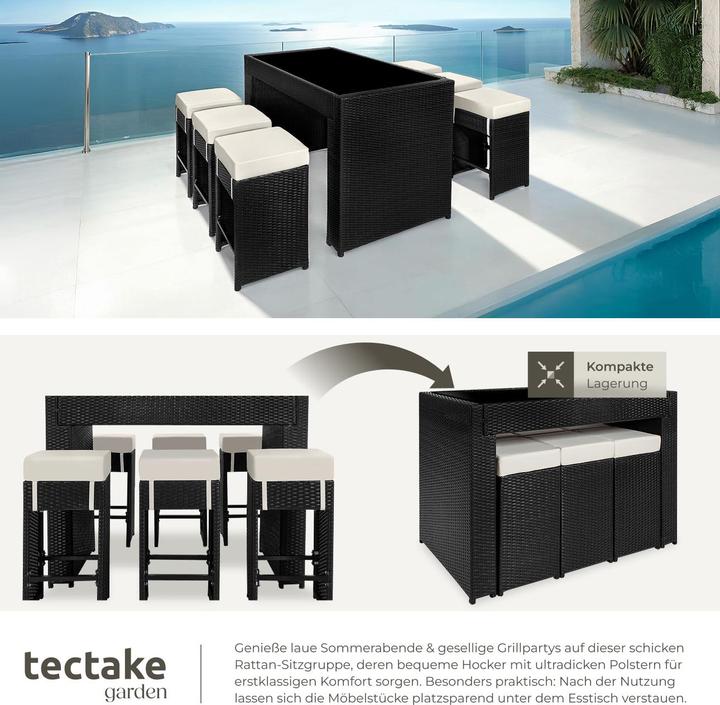 Actual product image tectake Rattan garden furniture bar set Ibiza with protective cover