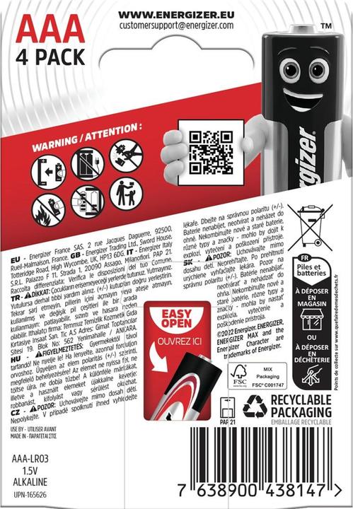 Produktbild Energizer Max Alkaline (4 Stk., AAA)