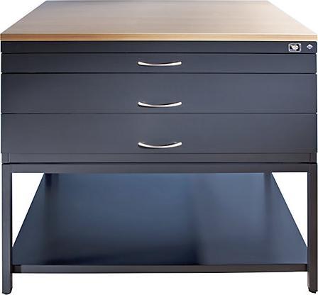 Image du produit C+P Armoire à plans, format A0, 8 tiroirs, hauteur 760 mm, gris noir / blanc trafic.