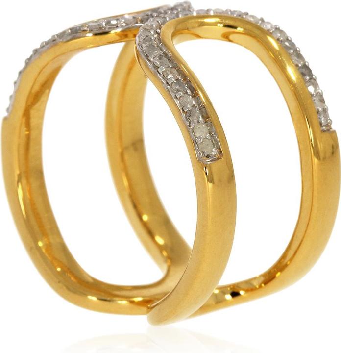 Produktbild Xen Ring mit 54 weissen Diamanten ca. 0,26 ct. gelbvergoldet (52, 925 Silber)