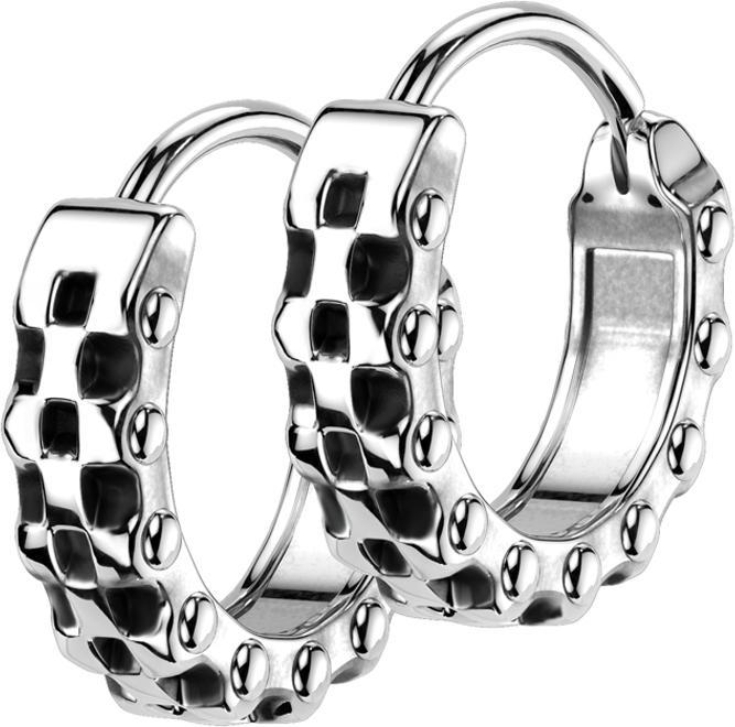 Star Piercing Ohrring zum Klappen silber Fahrradkette (ohne Messing, Chirurgenstahl 316L)
