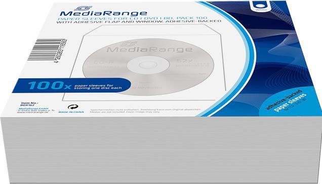 Image du produit MediaRange 100 Pochettes pour CD/DVD 1 blanc