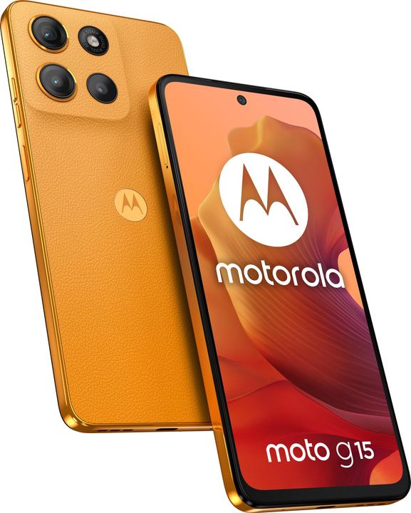 Image du produit Motorola Moto G15 (128 Go, Orange soleil levant, 6.72", Double SIM, 50 Mpx, 4G)