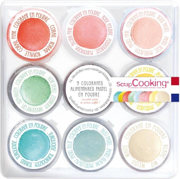 ScrapCooking 9 mini food colours in powder form, pastel (105 ml)