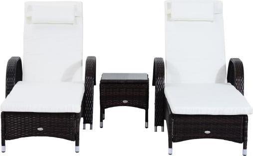 Image du produit Outsunny Bains de soleil en rotin avec table (200 cm)