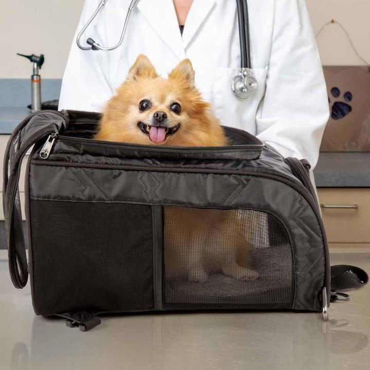 Produktbild Sherpa Deluxe Pet Carrier & Backpack Black 43x26,5x26cm 7kg - (786306550417) (Hund, Faltbar, Waschbar, Komplett zu öffnen, Atmungsaktiv)