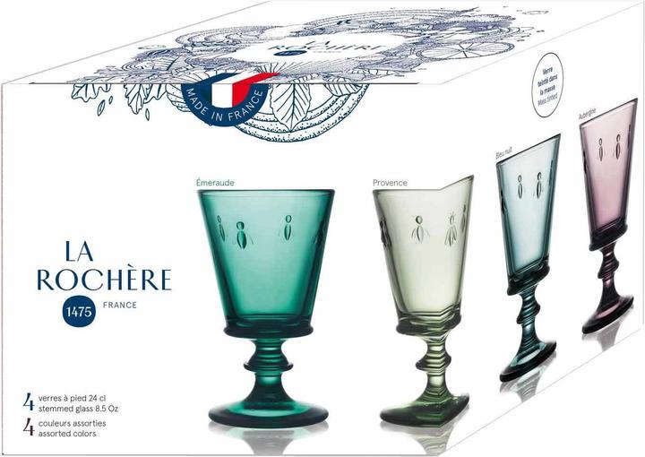 Actual product image La Rochère Abeille 4drink Glasses Coloured.24cl (24 cl, 4 Glasses, White wine glasses)