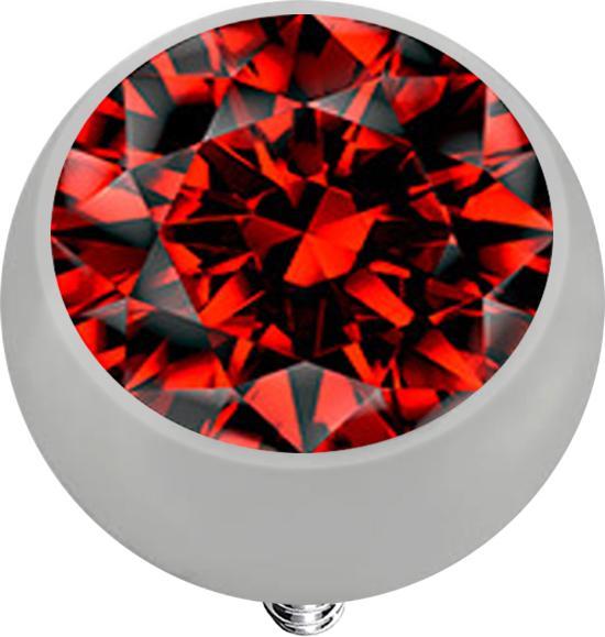 Star Piercing Dermal Anchor Kugel silber mit Kristall rot (ohne Messing, Titan G23)