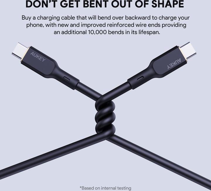 Image du produit Aukey CB-SCC241 USB-C Power Delivery PD 240W 5A 20V 1m nylon noir (1 m, USB 3.2 Gen 1)