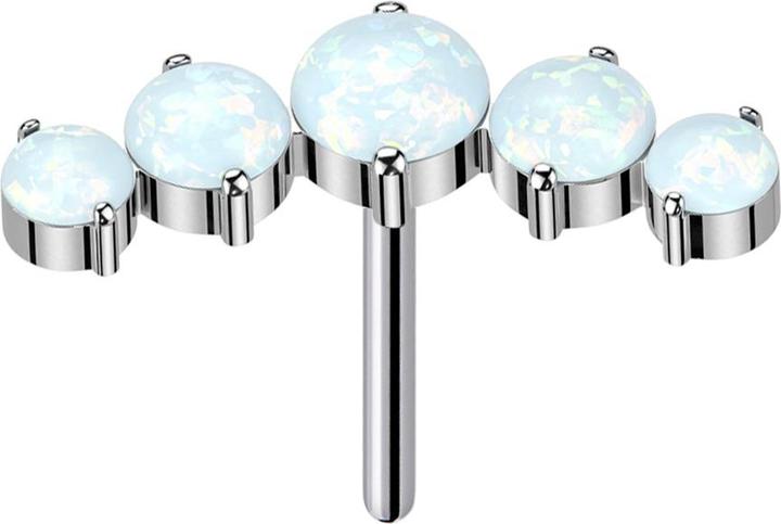 Actual product image Star Piercing Threadless curved silver five opals white (without brass, Titanium G23)