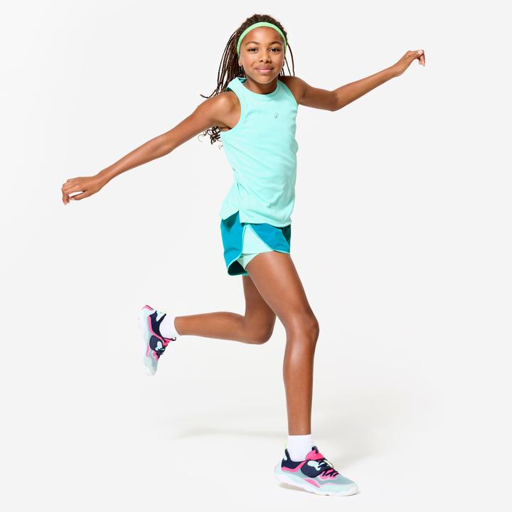 Produktbild Domyos Shorts mit Innenhose Kinder atmungsaktiv - türkis (6, 7, 8)