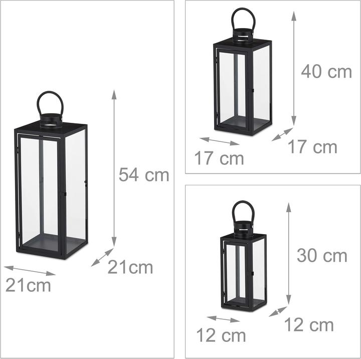 Actual product image Relaxdays 3pcs. lantern set (21 x 21 x 63 cm, 3 x)