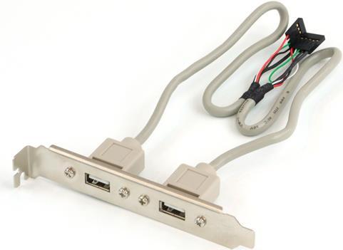 Actual product image Aquatuning USB 2.0 bracket, 2x USB female to 2x 5pin male connector