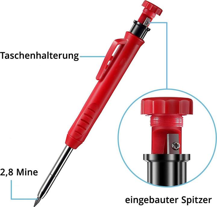 Produktbild Stahlwerk Tieflochmarker Bleistift 4er Set 36 Ersatzminen integriertem Spitzer (1 x)