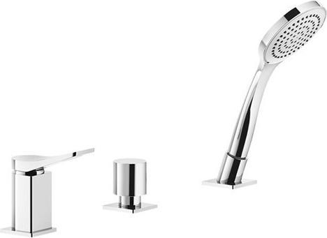 Actual product image Gessi Rilievo, three-hole bath rim mixer with diverter for separate bath inlet, shower hose 1.50 m w