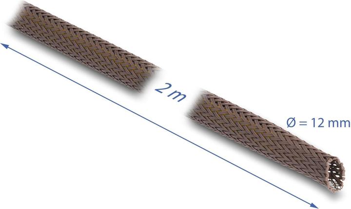 Produktbild Delock Geflechtschlauch nagerfest, 2 m x 12 mm Braun (Kabelschlauch, 200 cm)